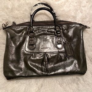 SILVER METALLIC COACH PURSE used